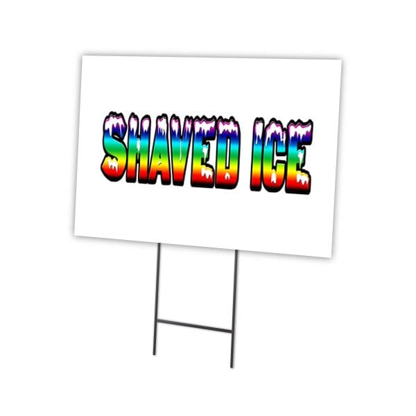 Shaved Ice Yard Sign & Stake outdoor plastic coroplast window, C-1824 Shaved Ice